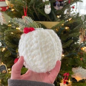 White Knitted Holiday Ornament